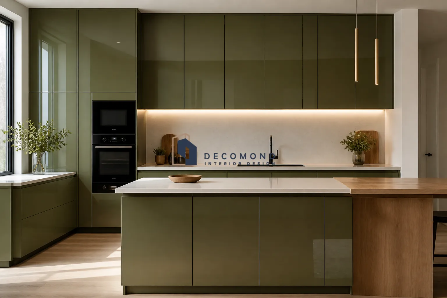 Renovation featuring olive high-gloss cabinets in esfahan