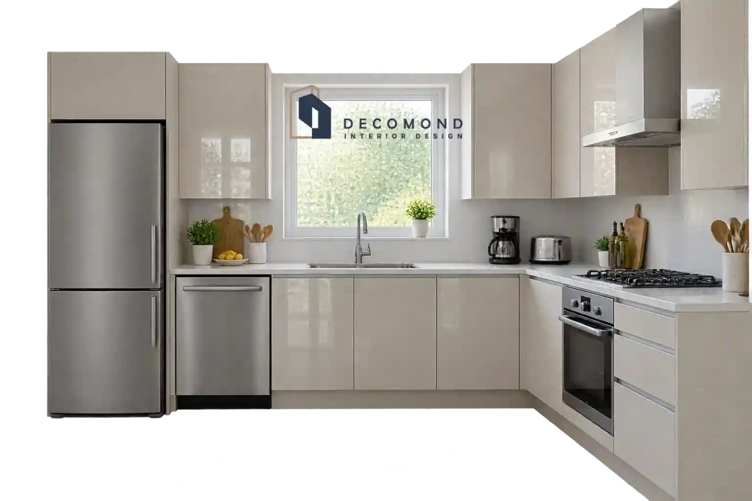 کابینت هایگلاس براق در آشپزخانه پرنور اصفهان